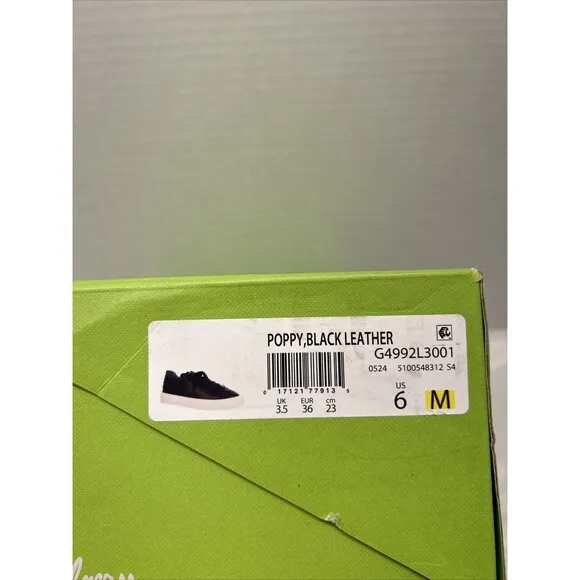 Sam Edelman Black Leather Pebble Athletic Shoes Soft Women Size 6 M NEW