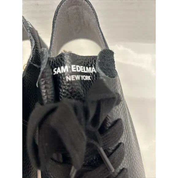 Sam Edelman Black Leather Pebble Athletic Shoes Soft Women Size 6 M NEW