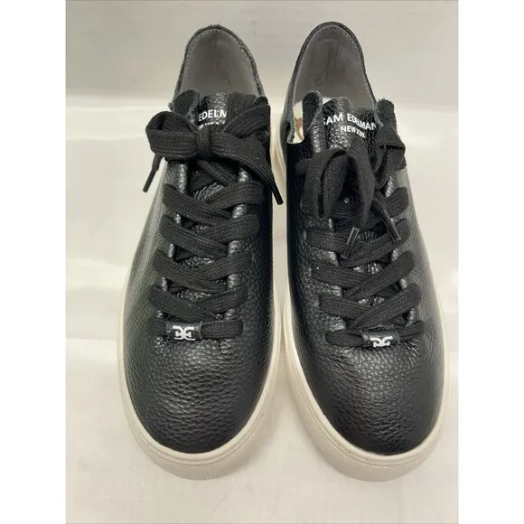 Sam Edelman Black Leather Pebble Athletic Shoes Soft Women Size 6 M NEW