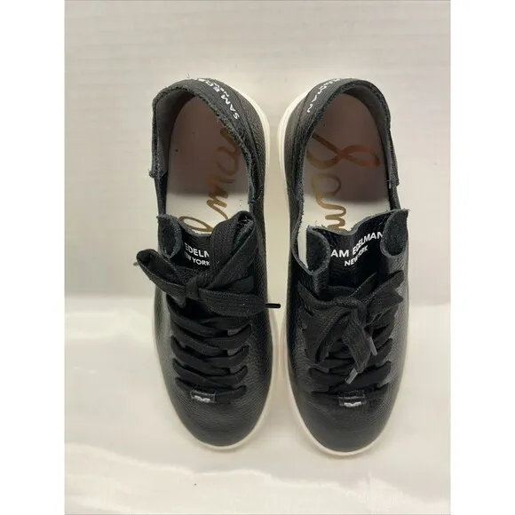 Sam Edelman Black Leather Pebble Athletic Shoes Soft Women Size 6 M NEW