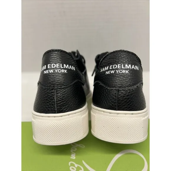 Sam Edelman Black Leather Pebble Athletic Shoes Soft Women Size 6 M NEW