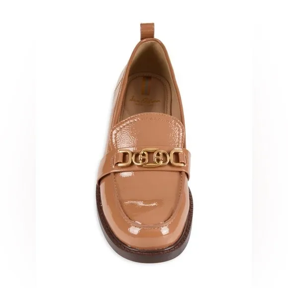 SAM EDELMAN Christy Patent Leather Loafers Camel Gold Size Women 8.5 M $150 MSRP