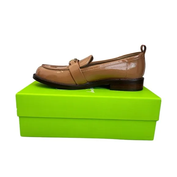 SAM EDELMAN Christy Patent Leather Loafers Camel Gold Size Women 8.5 M $150 MSRP