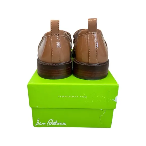 SAM EDELMAN Christy Patent Leather Loafers Camel Gold Size Women 8.5 M $150 MSRP