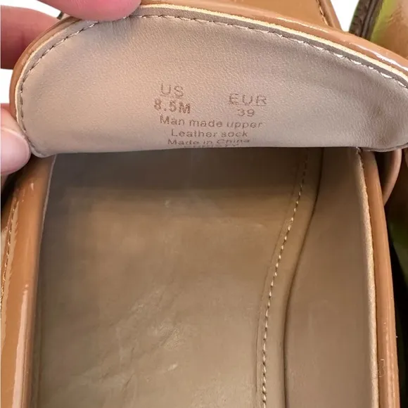 SAM EDELMAN Christy Patent Leather Loafers Camel Gold Size Women 8.5 M $150 MSRP