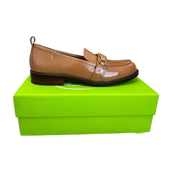 SAM EDELMAN Christy Patent Leather Loafers Camel Gold Size Women 8.5 M $150 MSRP