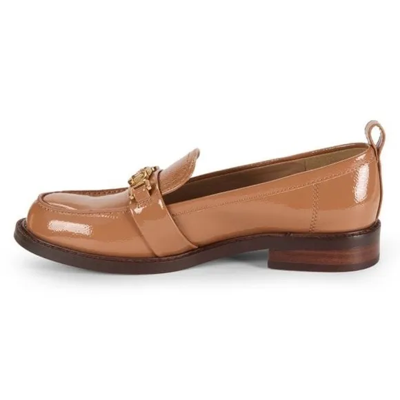 SAM EDELMAN Christy Patent Leather Loafers Camel Gold Size Women 8.5 M $150 MSRP