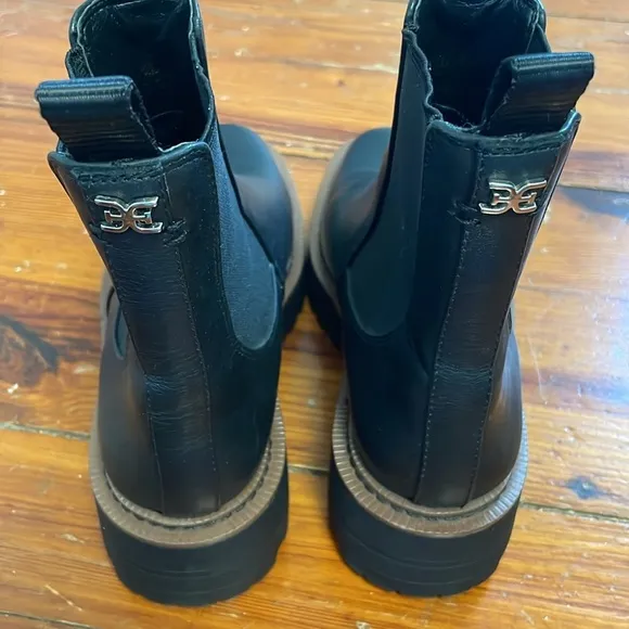 Sam Edelman Laguna leather Black moto biker boots booties shoes size 5.5