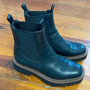Sam Edelman Laguna leather Black moto biker boots booties shoes size 5.5