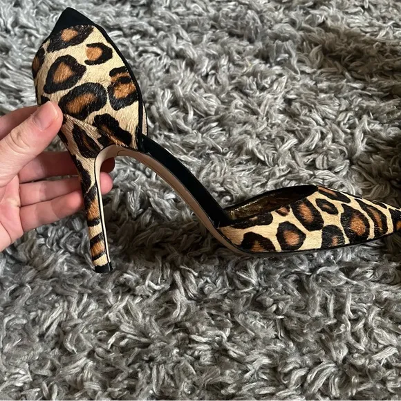 SAM EDELMAN 'onyx' Half D'orsay Pointy Toe Pump (women) In New Nude Leopard Sz 9