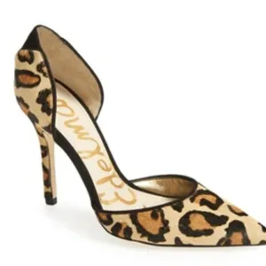 SAM EDELMAN 'onyx' Half D'orsay Pointy Toe Pump (women) In New Nude Leopard Sz 9