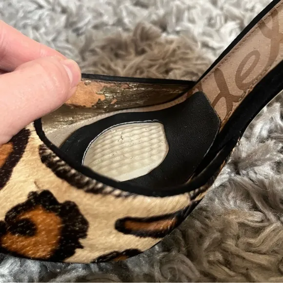 SAM EDELMAN 'onyx' Half D'orsay Pointy Toe Pump (women) In New Nude Leopard Sz 9