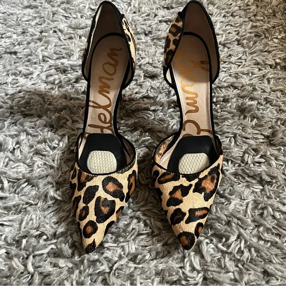 SAM EDELMAN 'onyx' Half D'orsay Pointy Toe Pump (women) In New Nude Leopard Sz 9