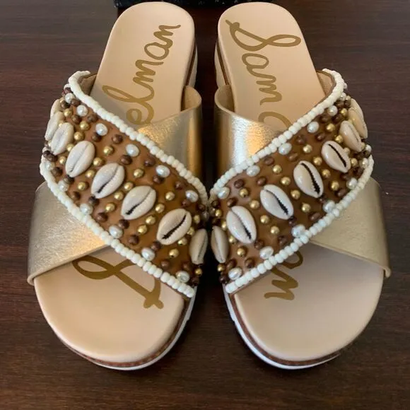 Sam Edelman slide molten gold leather size 7 and 8,5 , NWT