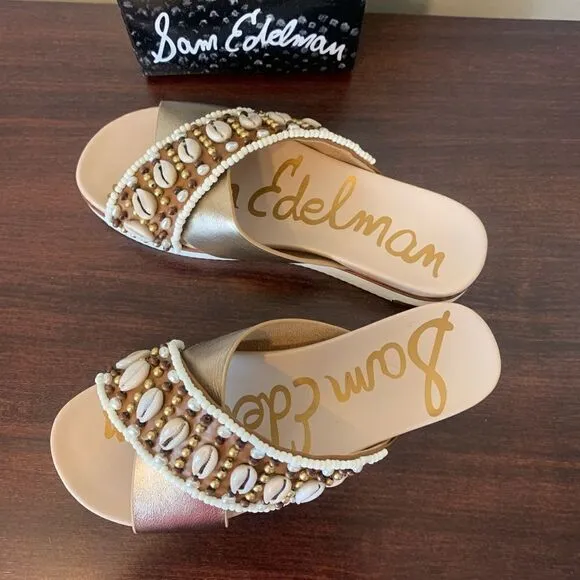 Sam Edelman slide molten gold leather size 7 and 8,5 , NWT