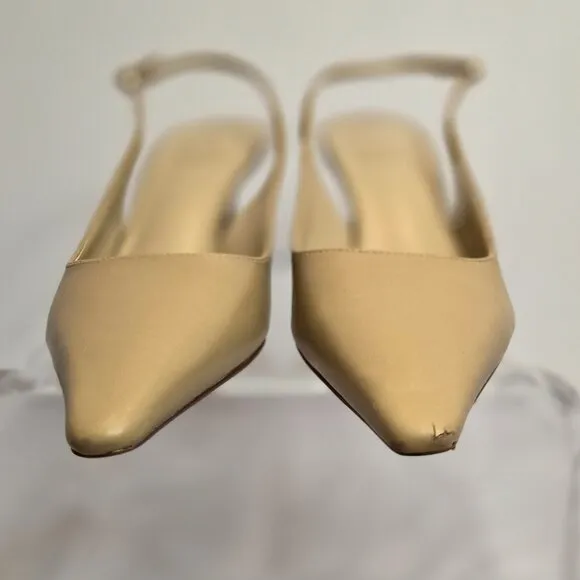 SAM EDELMAN Women's Bianka Slingback Pump/Kitten Heel Shoes Sz 8.5 Beige Leather