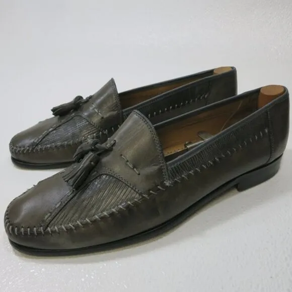 Sandro Moscoloni Made in Spain Lizard Leather Dress Moccasins Shoes Men's 11 D