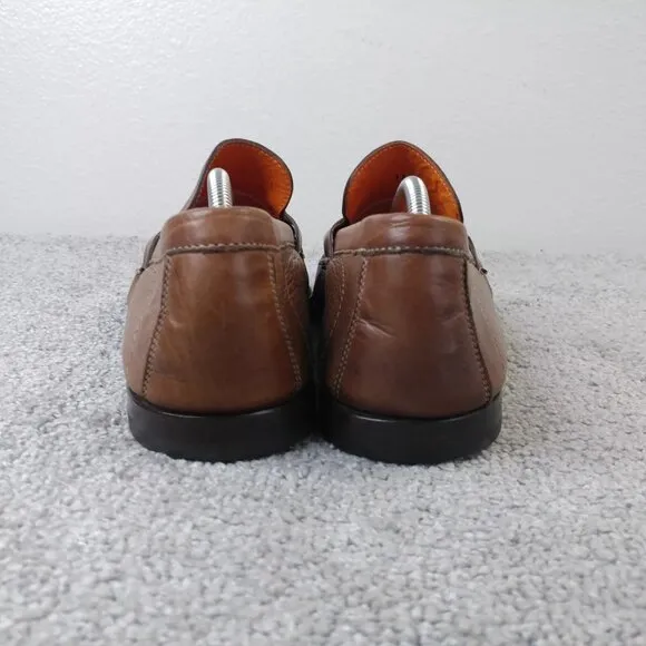 Santoni Italy Mens Size 11 EE Dress Shoes Slip On Loafers Brown Leather