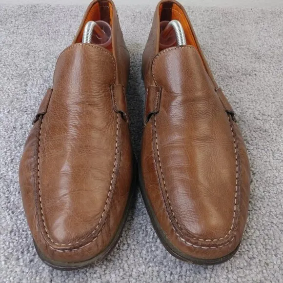 Santoni Italy Mens Size 11 EE Dress Shoes Slip On Loafers Brown Leather