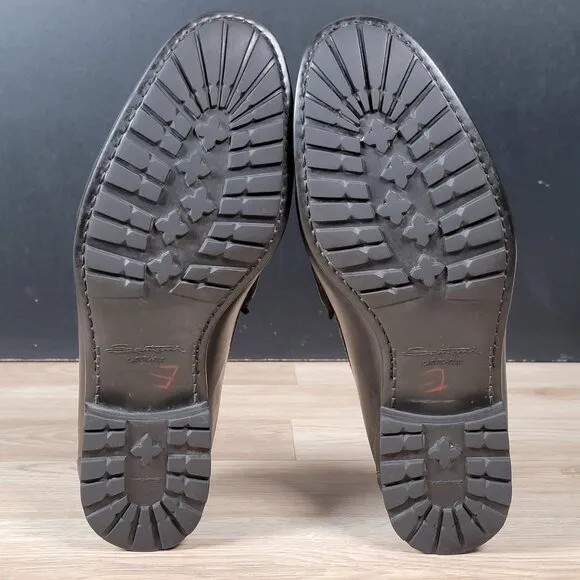 Santoni Penny Loafers Men Size 8.5 EE Extra Wide Brown Leather Shoes Italy