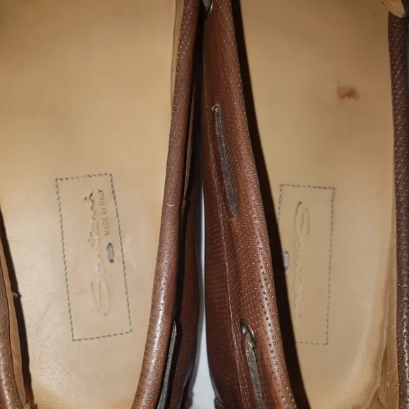 Santoni Shoes Men Size 12D Brown Leather Loafers 92235