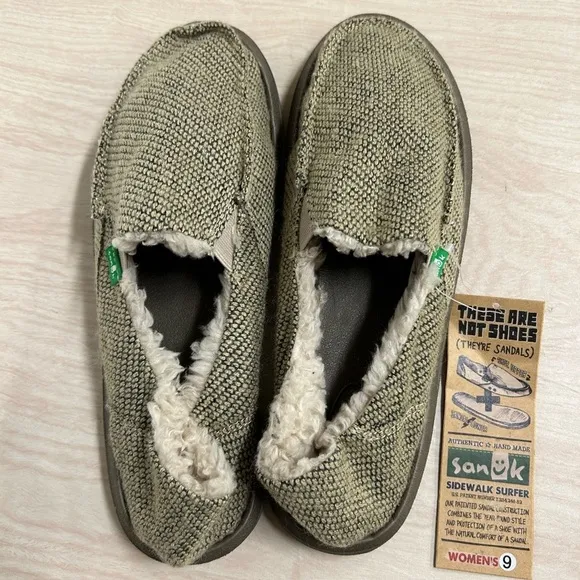 Sanuk Natural Snowfox Chill Sidewalk Surfer Shoes Women Size 9 NWT Brown Tan