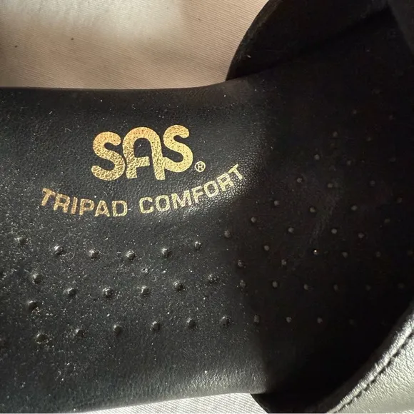SAS 9.5S Suntimer Black Sandals Open Toe Tri Pad Comfort Shoes USA Heel Strap