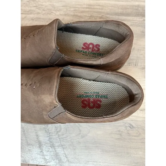 SAS Shoes Viva Slip On Women Loafers Brown Suede Leather Pattern Comfort 8.5 M