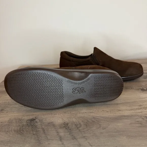 SAS Shoes Viva Slip On Women Loafers Brown Suede Leather Pattern Comfort 8.5 M