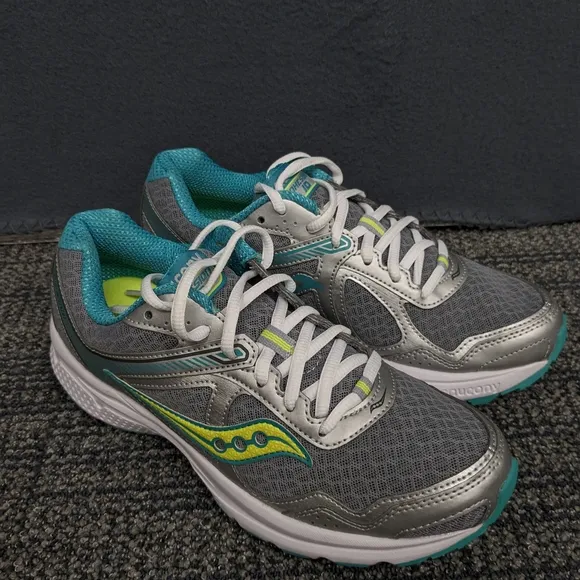 Saucony Cohesion 10 Women's Gray Teal Running Shoes Size 8.5