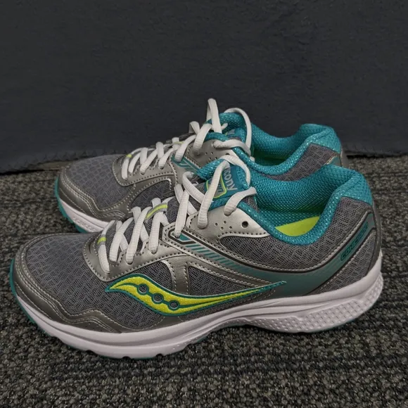 Saucony Cohesion 10 Women's Gray Teal Running Shoes Size 8.5