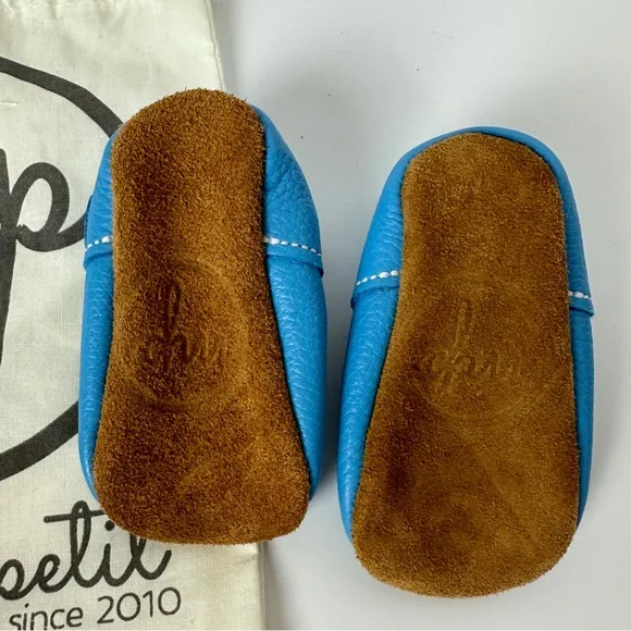 SEA SALT Mon Petit Shoes MPs Size 4 Baby Toddler Soft Sole Handmade Blue Leather