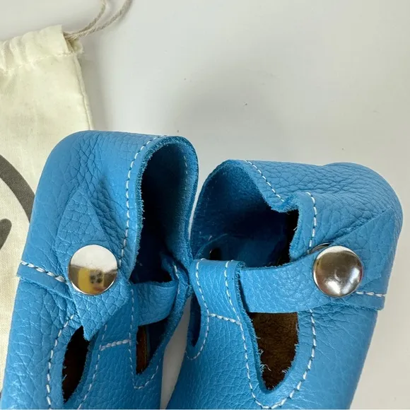 SEA SALT Mon Petit Shoes MPs Size 4 Baby Toddler Soft Sole Handmade Blue Leather