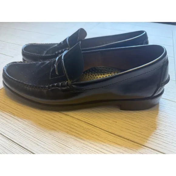 SEBAGO Men's Black Leather Penny Loafers Shoes Sz. 14D Handsewn in USA.Very Nice