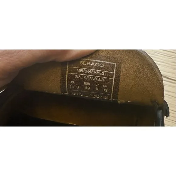 SEBAGO Men's Black Leather Penny Loafers Shoes Sz. 14D Handsewn in USA.Very Nice