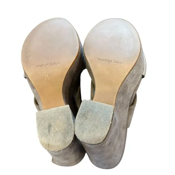 See by Chloe Womens taupe suede leather platform heel sandal 36.5 6.5