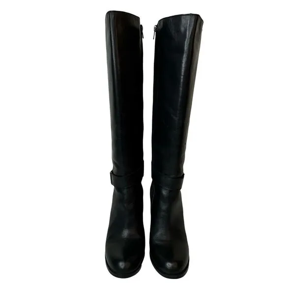 SESTO MEUCCI Black Knee High Heeled Made in Italy Leather Boots Size 8.5
