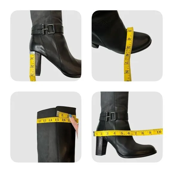 SESTO MEUCCI Black Knee High Heeled Made in Italy Leather Boots Size 8.5