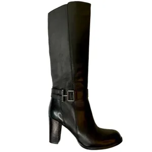 SESTO MEUCCI Black Knee High Heeled Made in Italy Leather Boots Size 8.5