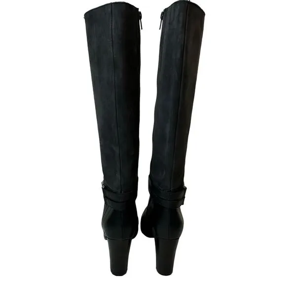SESTO MEUCCI Black Knee High Heeled Made in Italy Leather Boots Size 8.5