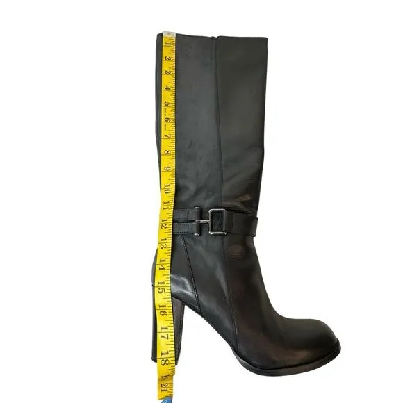 SESTO MEUCCI Black Knee High Heeled Made in Italy Leather Boots Size 8.5