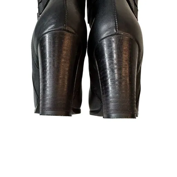 SESTO MEUCCI Black Knee High Heeled Made in Italy Leather Boots Size 8.5