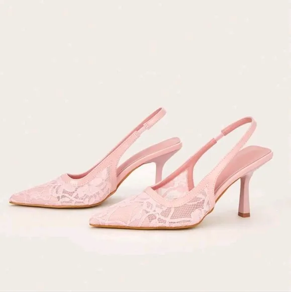 Sexy Lace See-Through Stilettos Pointed Toe Strap High Heel Sandals For Parties