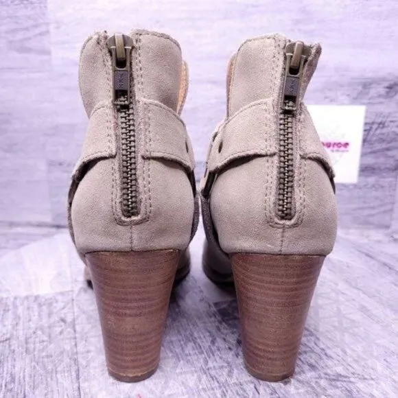 Seychelles Impossible Suede Harness Heeled Ankle Boot Tan Brown Women's sz 10