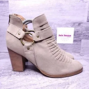 Seychelles Impossible Suede Harness Heeled Ankle Boot Tan Brown Women's sz 10