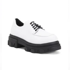 Silent D White Leather Corrie Lace Up Shoes Black Lug Sole Women’s EU 40 NO BOX