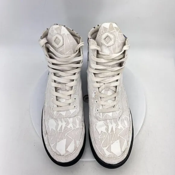 Six Hundred Four Bravo Cambie Hi White Print Canva Shoes Size Men 9 Women 10.5