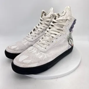 Six Hundred Four Bravo Cambie Hi White Print Canva Shoes Size Men 9 Women 10.5