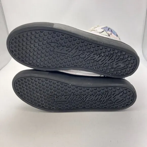 Six Hundred Four Bravo Cambie Hi White Print Canva Shoes Size Men 9 Women 10.5