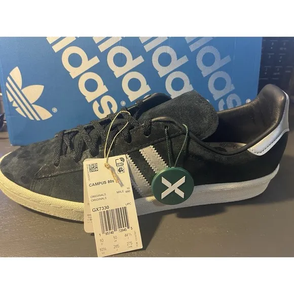 Size 10.5 - adidas Campus Black Metallic Silver